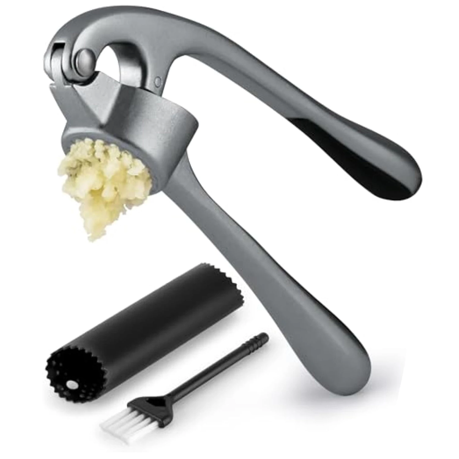 Zulay Kitchen Garlic Press with Silicone Peeler and Brush