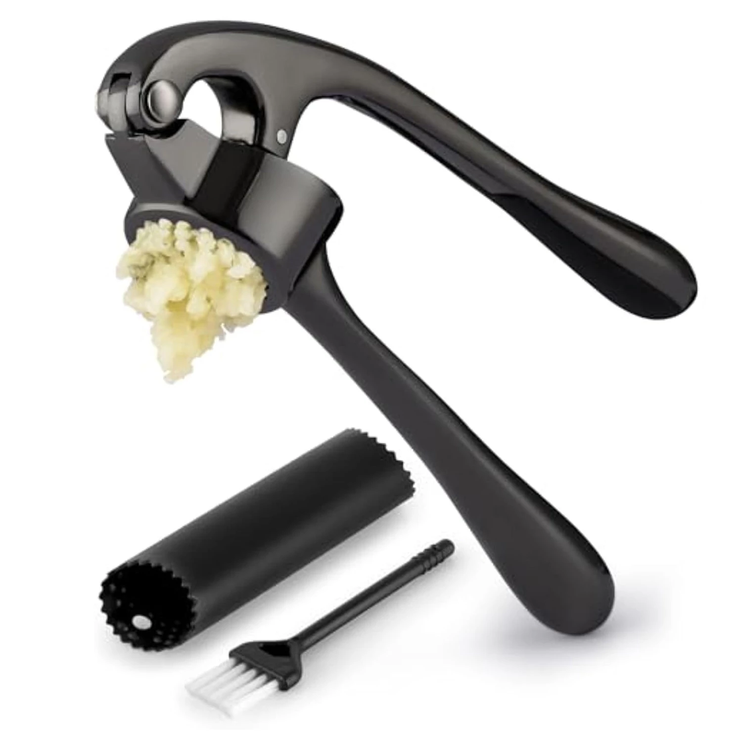 Zulay Kitchen Garlic Press with Silicone Peeler and Brush