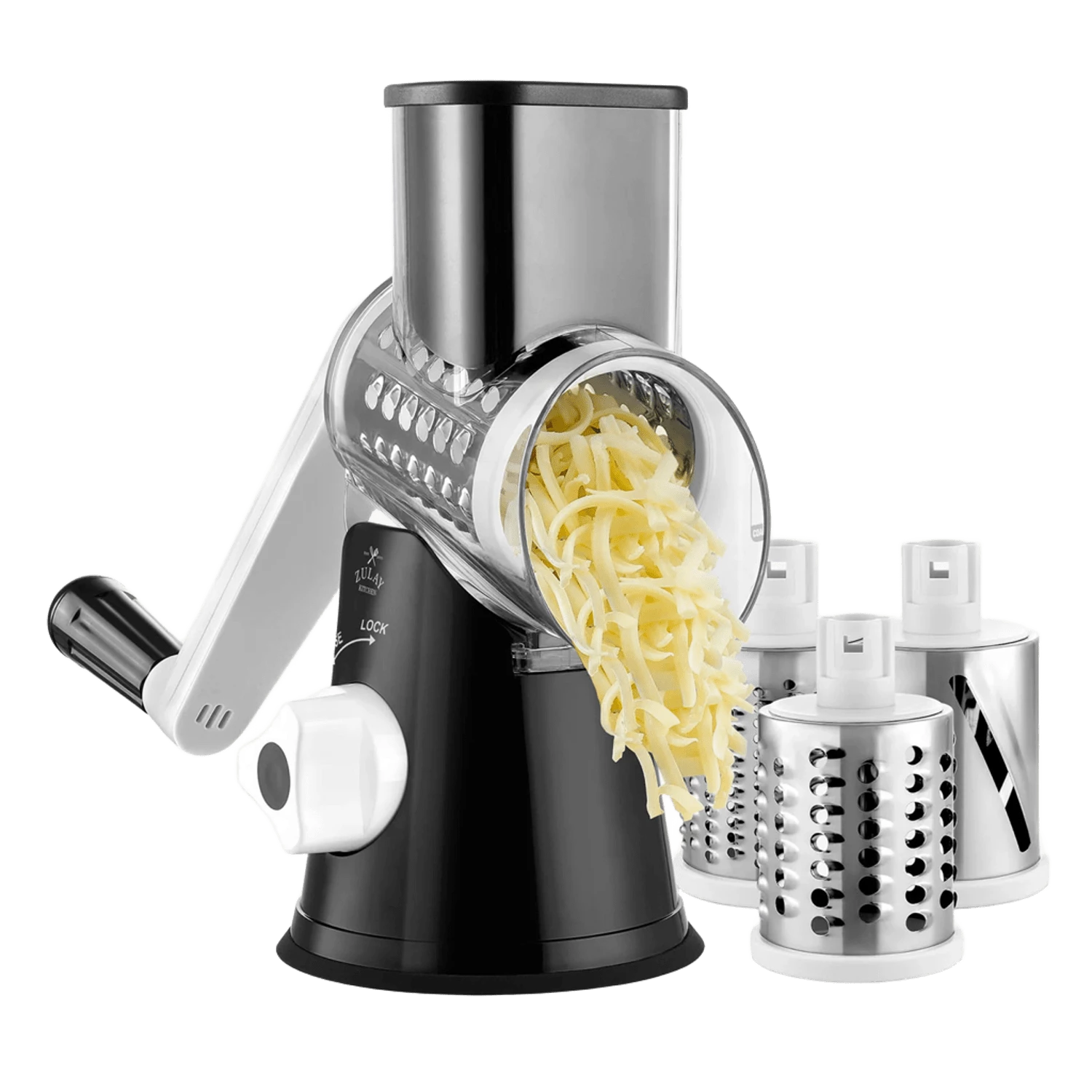 Manual Rotary Cheese Grater with Handle-3 Blades