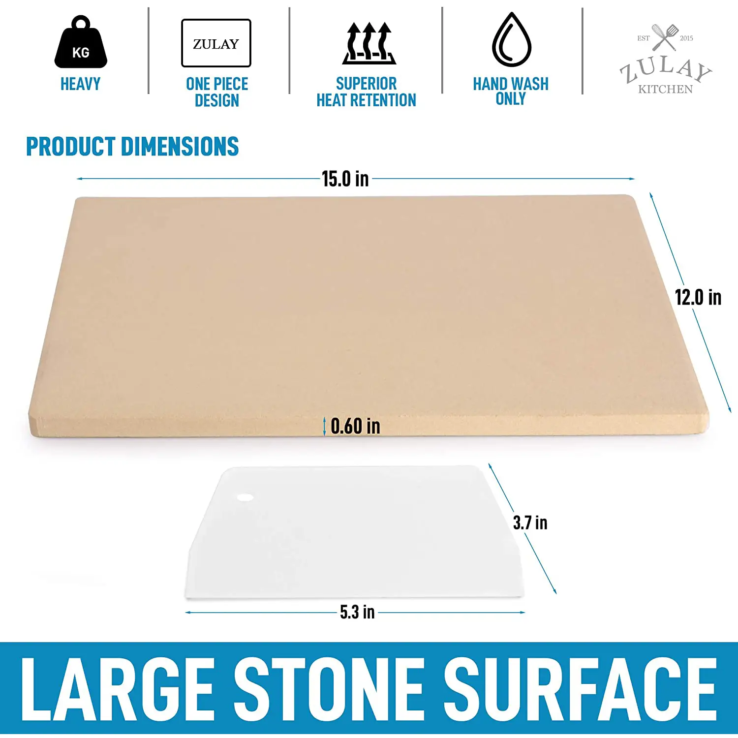 Pizza Stone for Oven - 15x12 inch (Large)