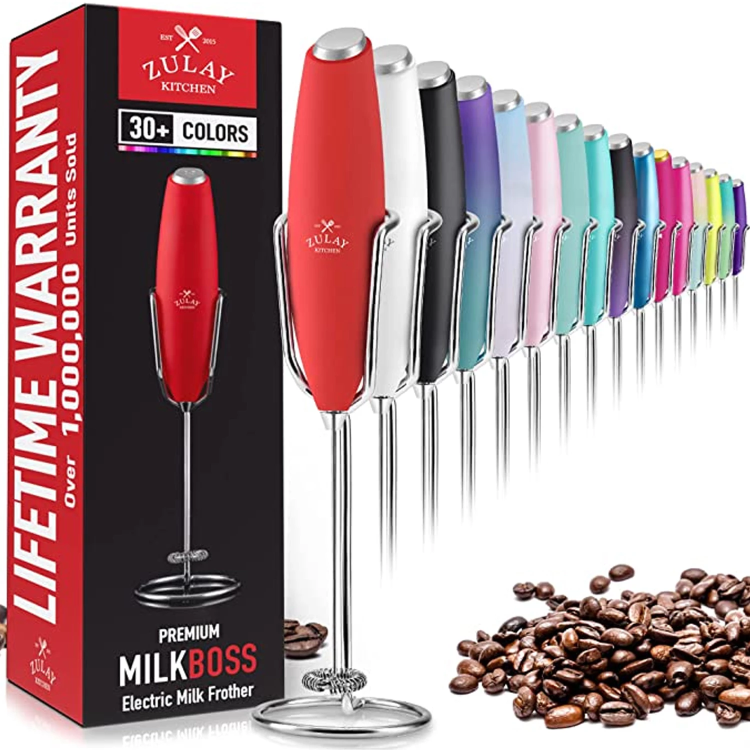 Milk Frother With Holster Stand -  Super Instant Electric Foam Maker With Stainless Steel