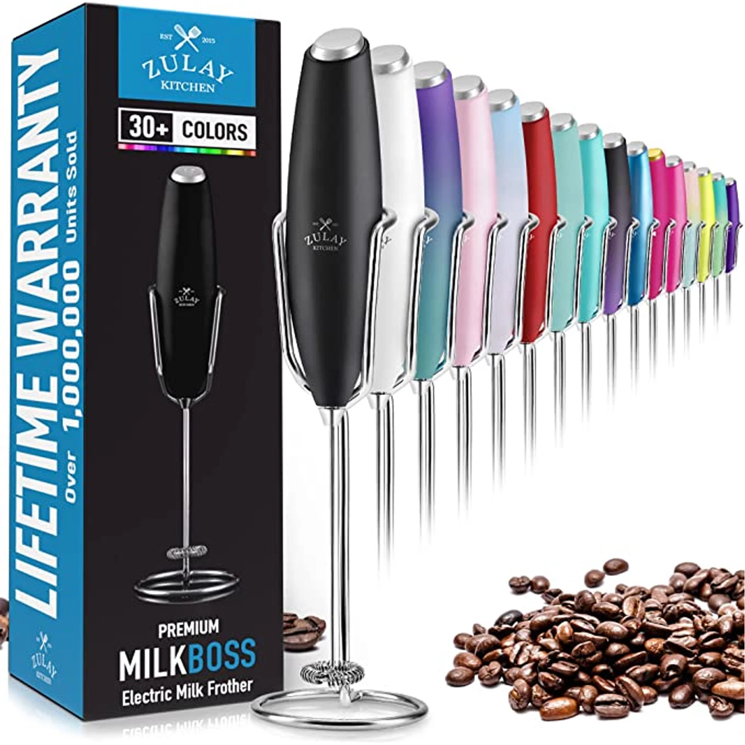 Milk Frother With Holster Stand -  Super Instant Electric Foam Maker With Stainless Steel