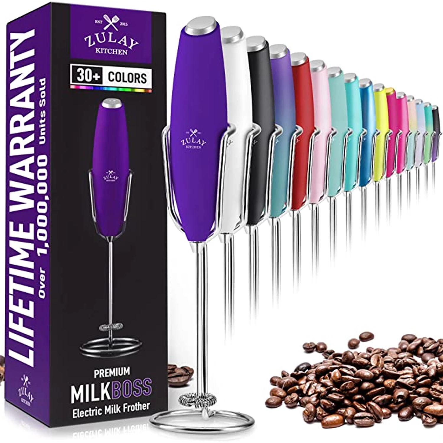 Milk Frother With Holster Stand -  Super Instant Electric Foam Maker With Stainless Steel