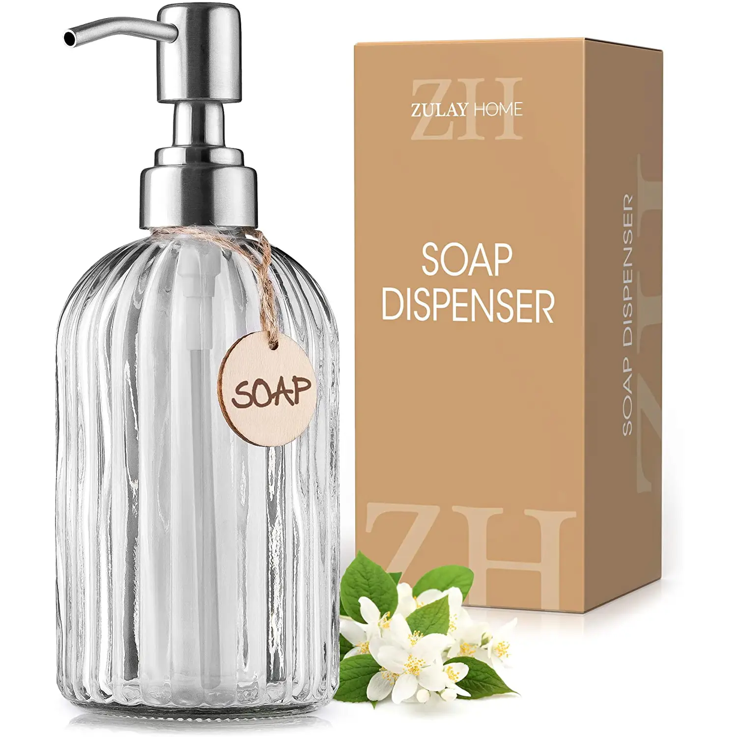 Zulay Home Glass Hand Soap Dispenser