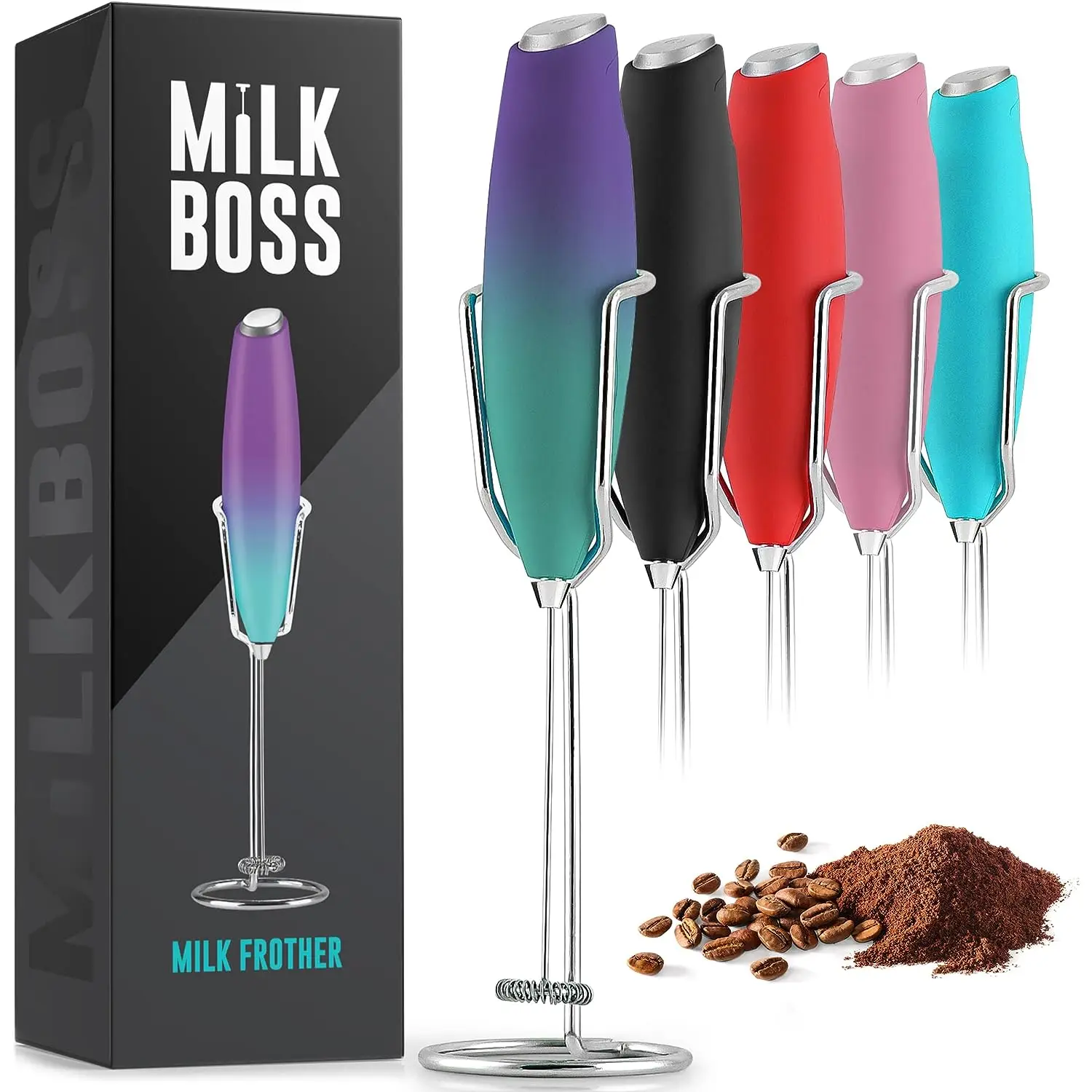 Milk Boss Powerful Milk Frother Handheld With Upgraded Holster Stand