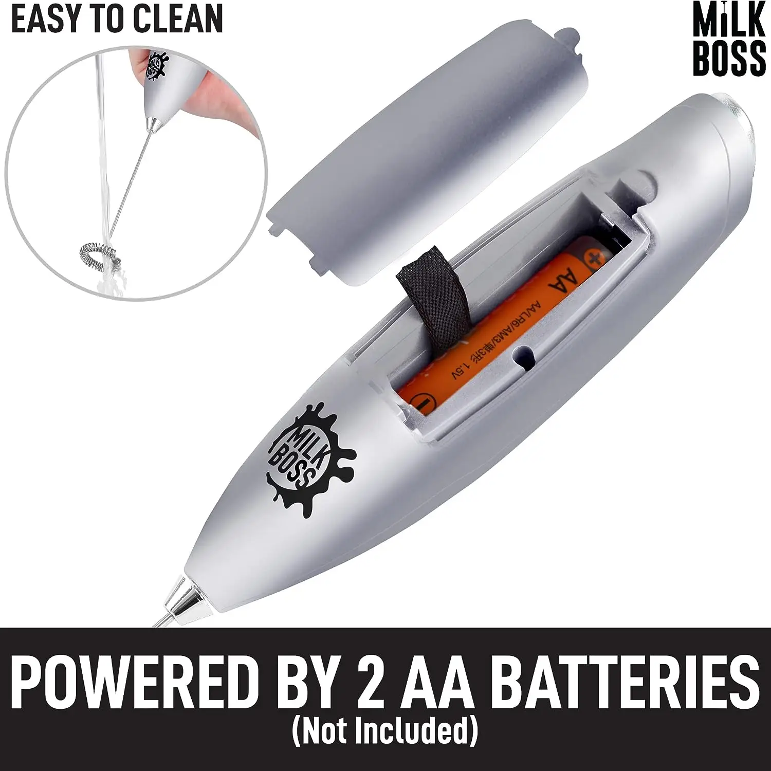 Milk Boss Powerful Milk Frother Handheld With Upgraded Holster Stand