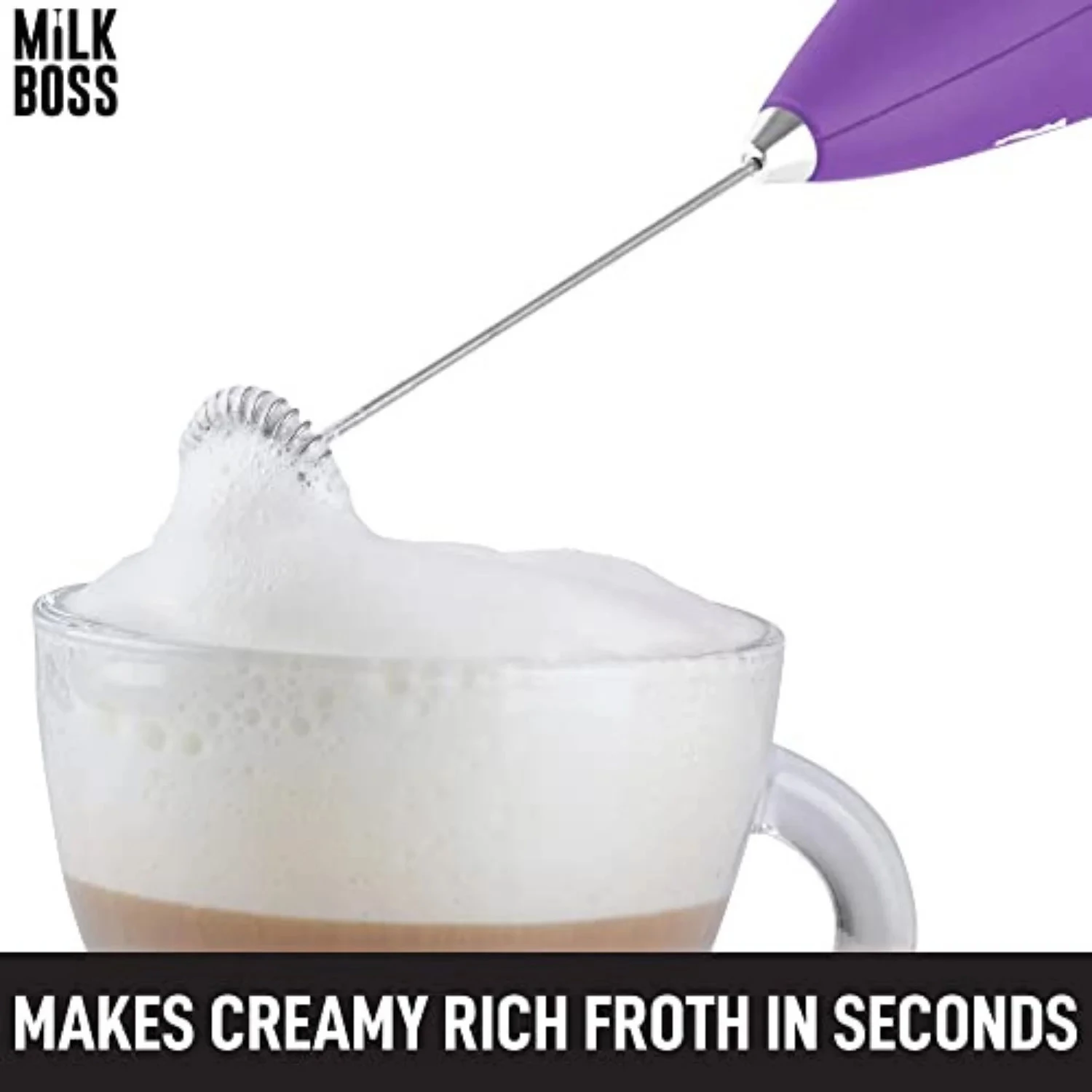 Milk Boss Powerful Milk Frother Handheld With Upgraded Holster Stand