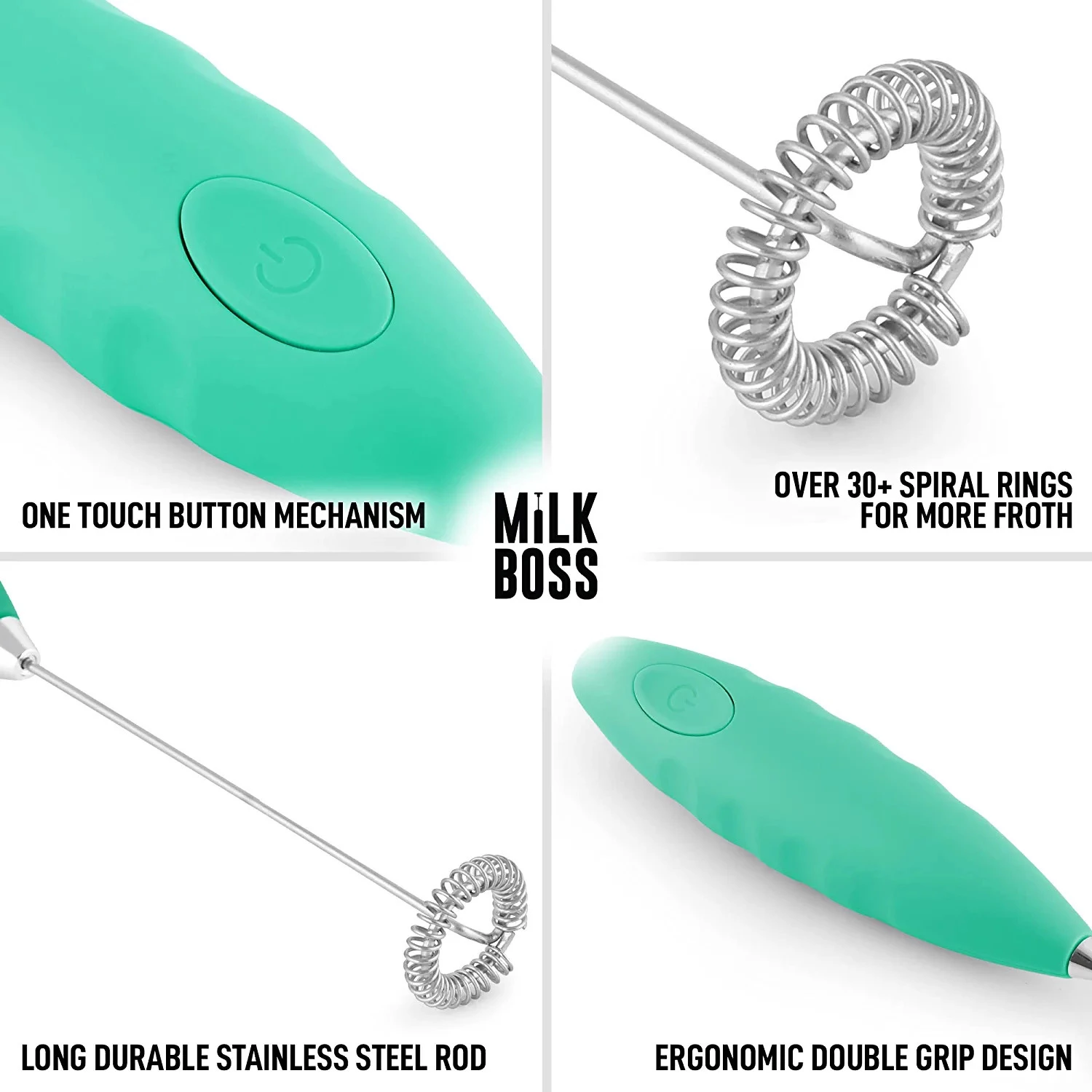 Milk Boss Milk Frother for Coffee - Comfort Grip Matcha Whisk