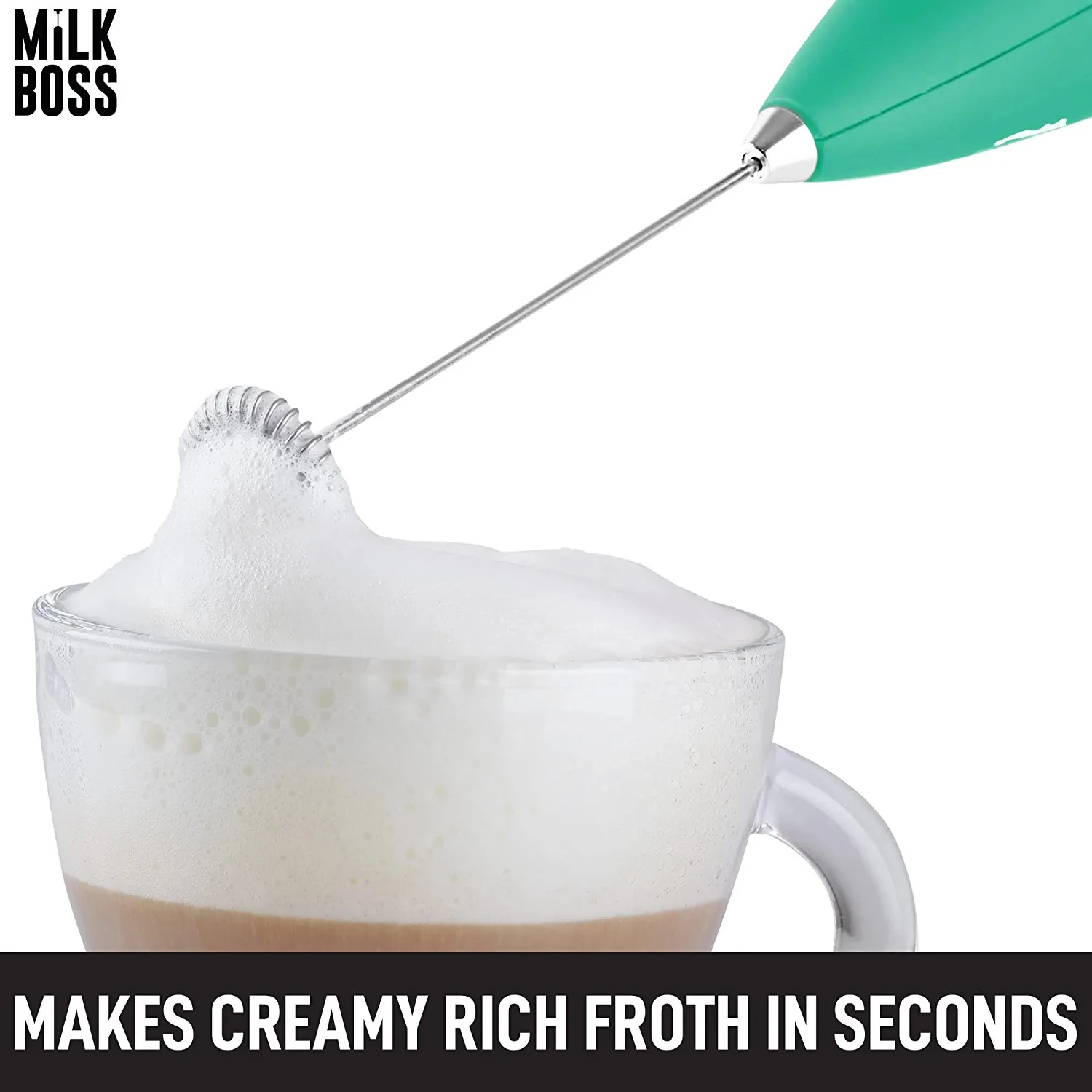 Milk Boss Milk Frother for Coffee - Comfort Grip Matcha Whisk