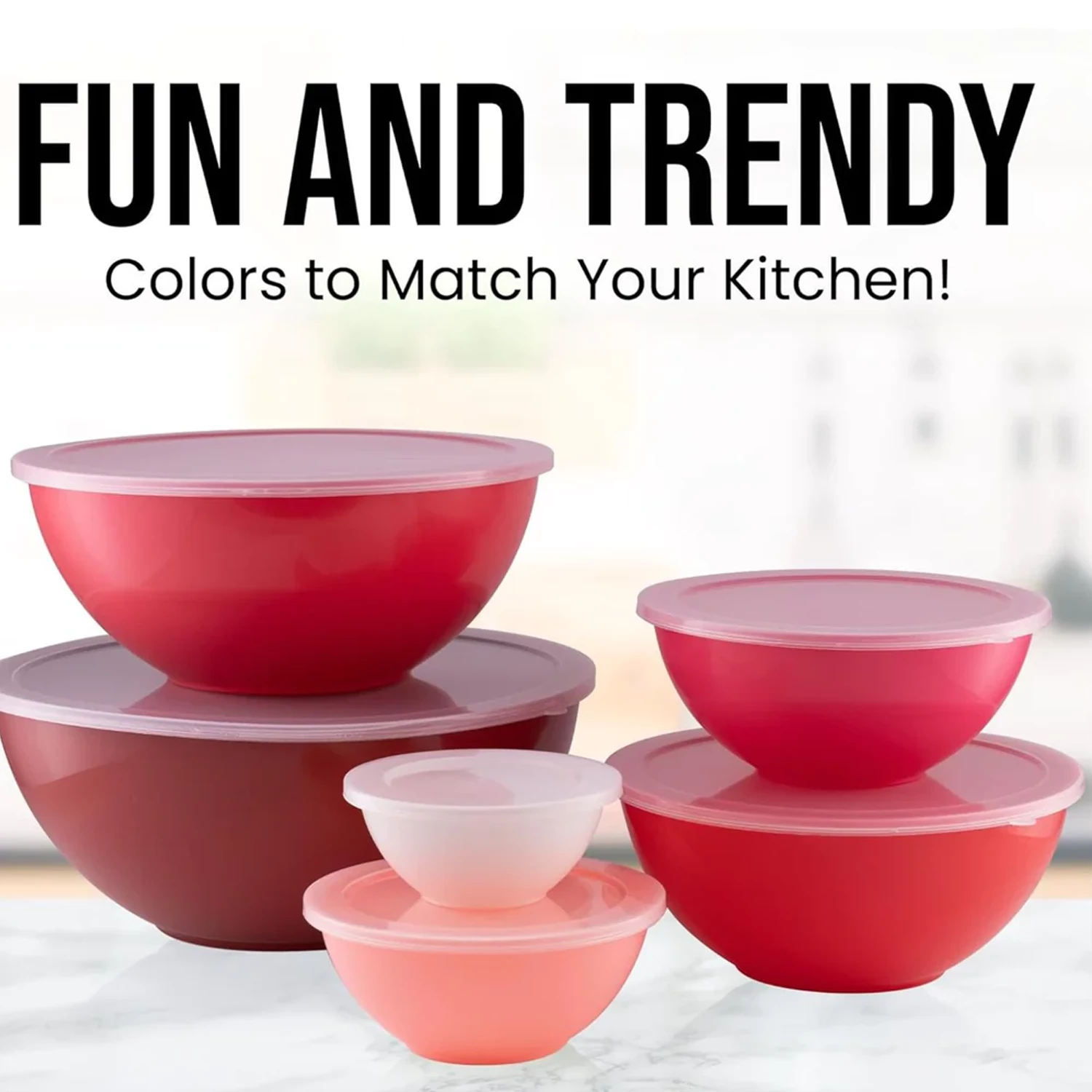 12 Piece Plastic Mixing Bowls With Lids Set