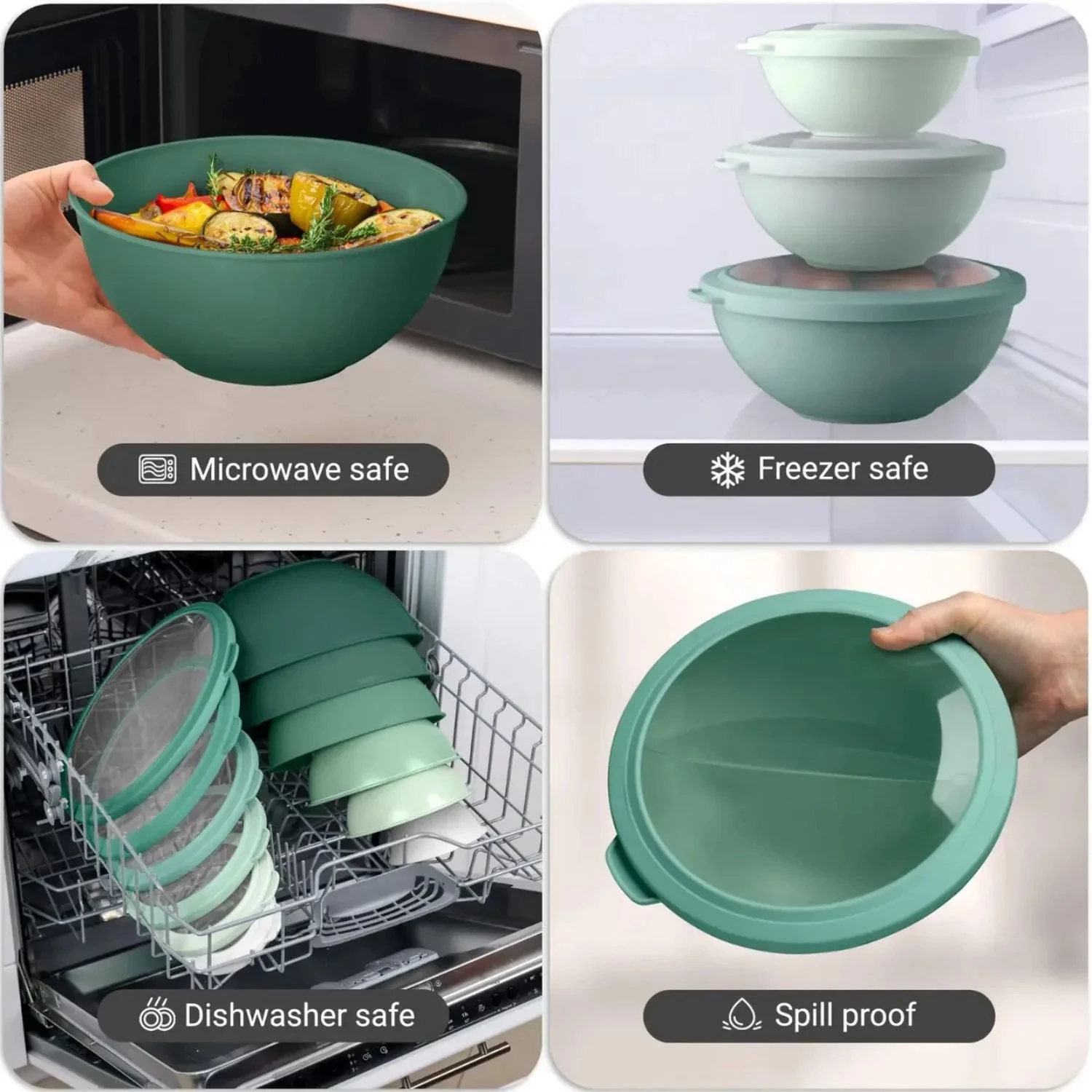 12 Piece Plastic Mixing Bowls With Lids Set