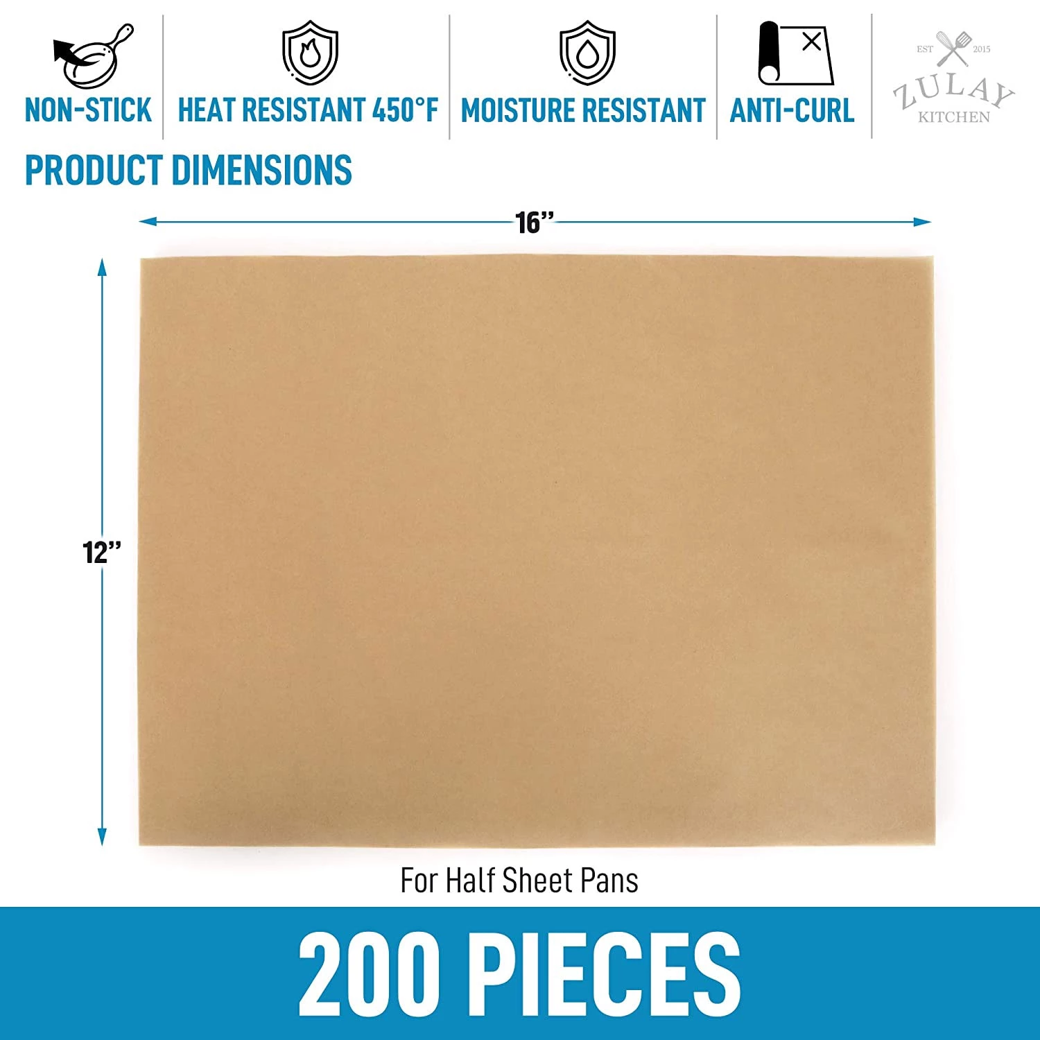 Unbleached Parchment Paper (200 pieces) - 12x16 Inches