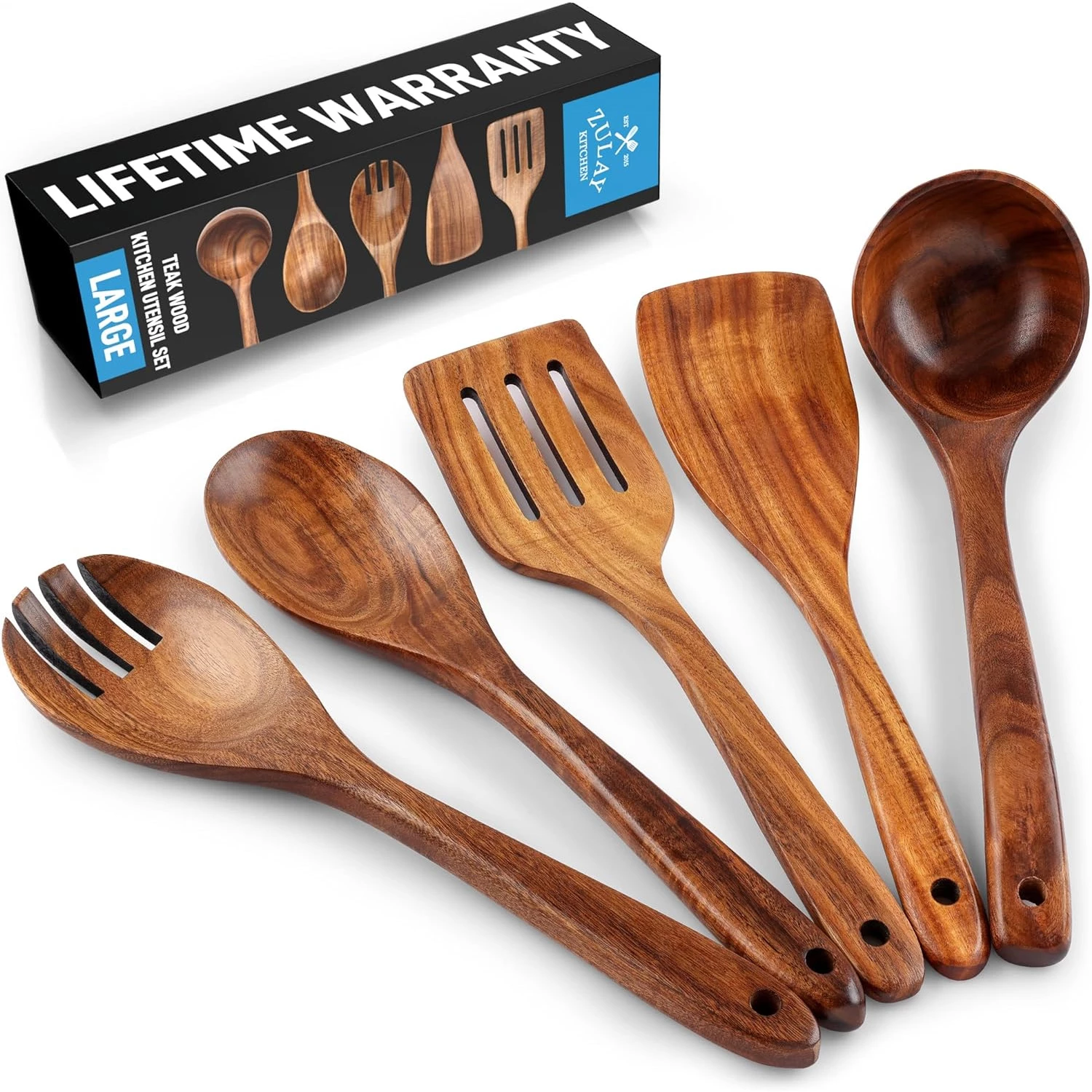 ZK Utensil Set Teak Wood - Large - 5 Piece