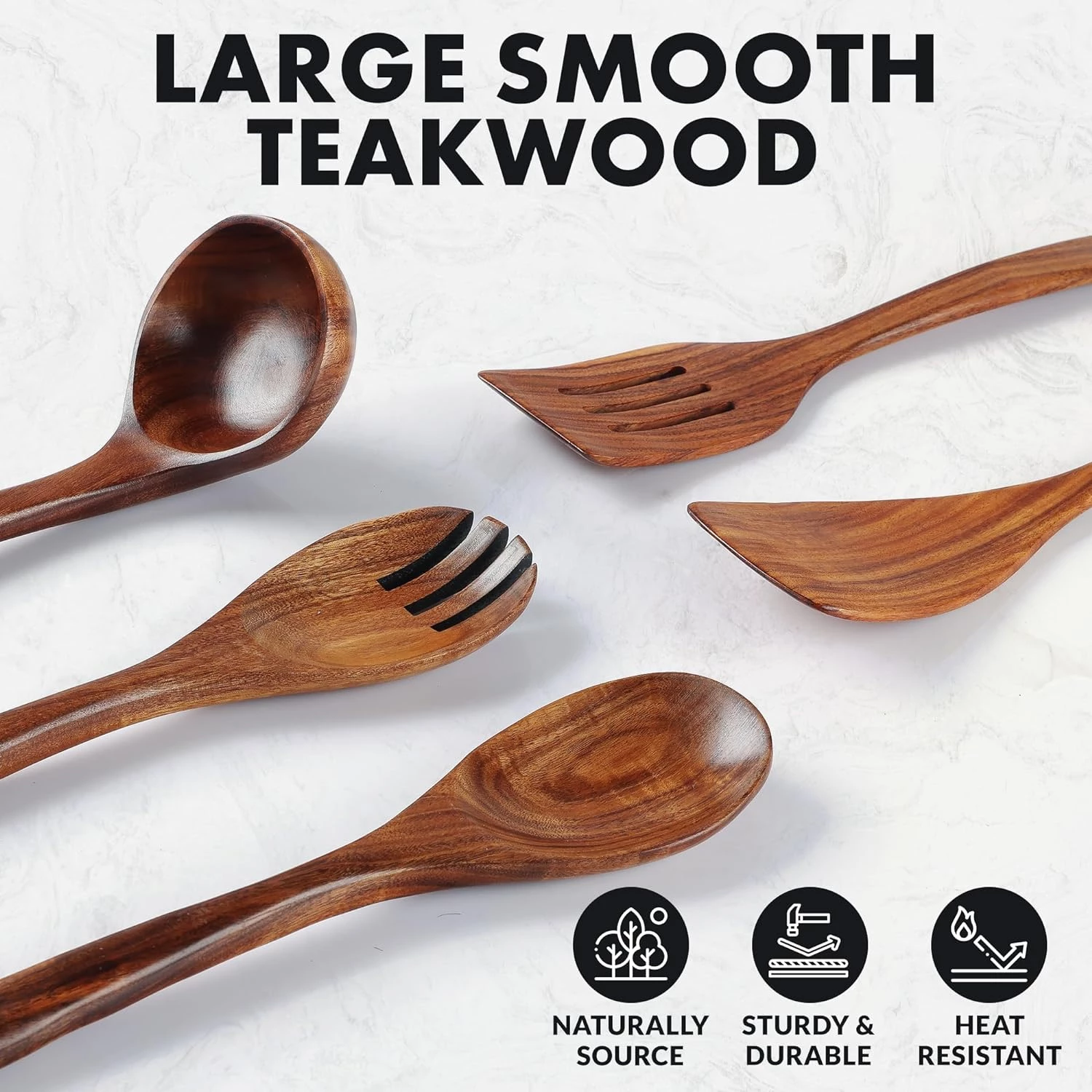 ZK Utensil Set Teak Wood - Large - 5 Piece