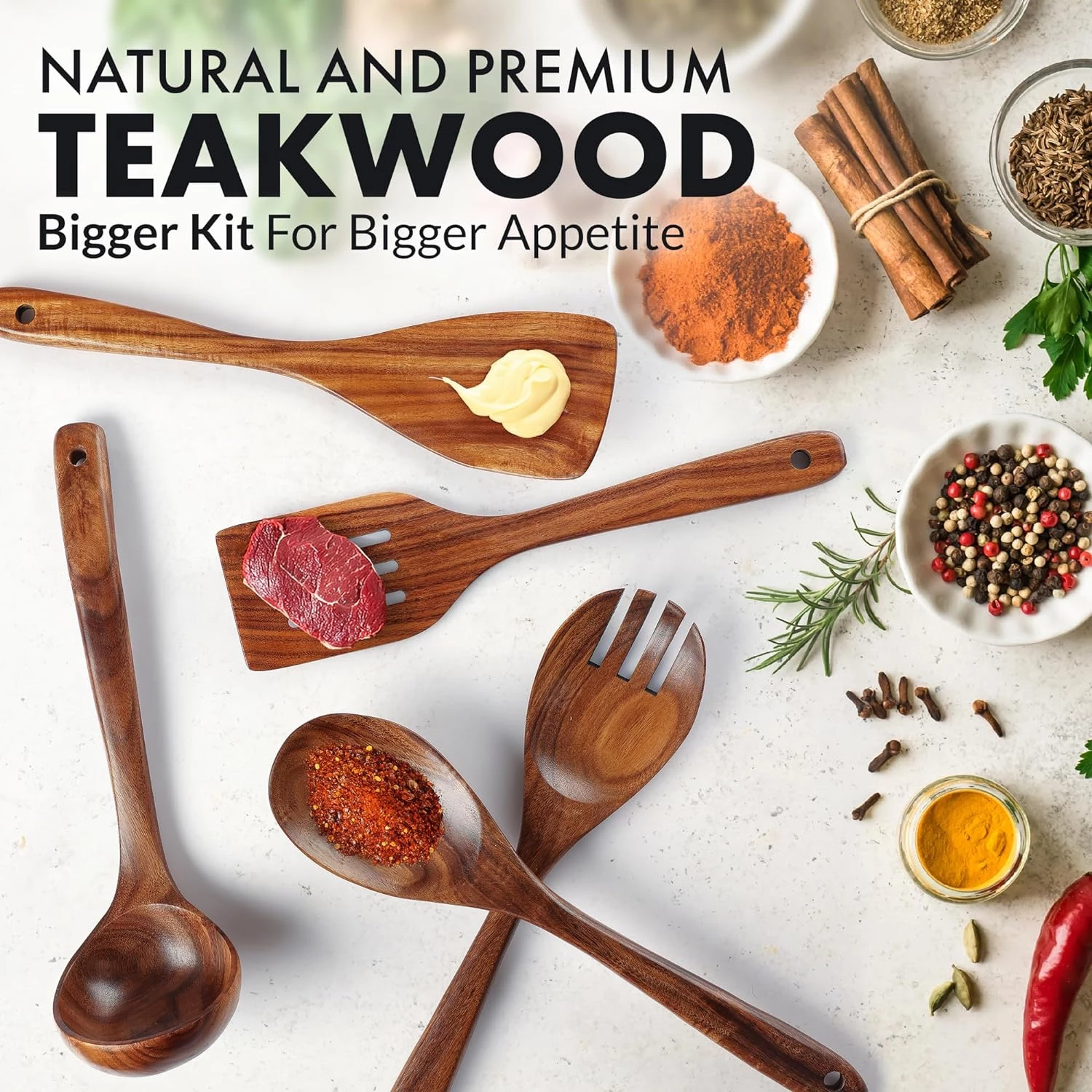 ZK Utensil Set Teak Wood - Large - 5 Piece