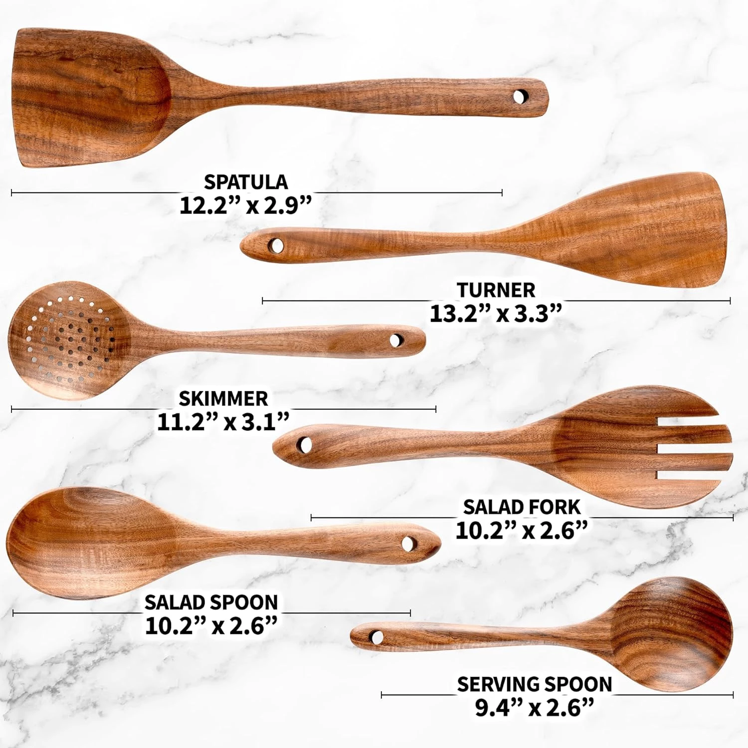 Retail - ZK Teak Wooden Cooking Utensil Set - 6 Pc 