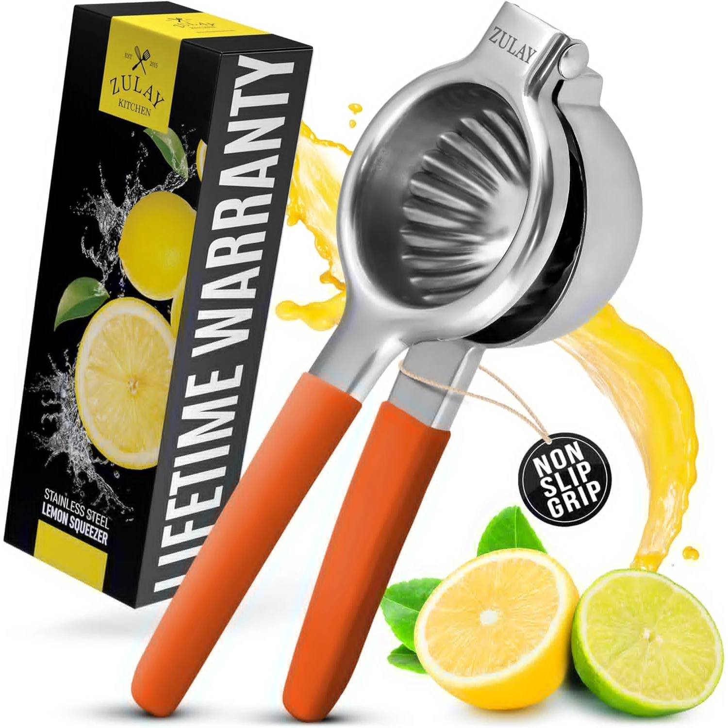 ZK Lemon Squeezer - SS with Silicone Handles