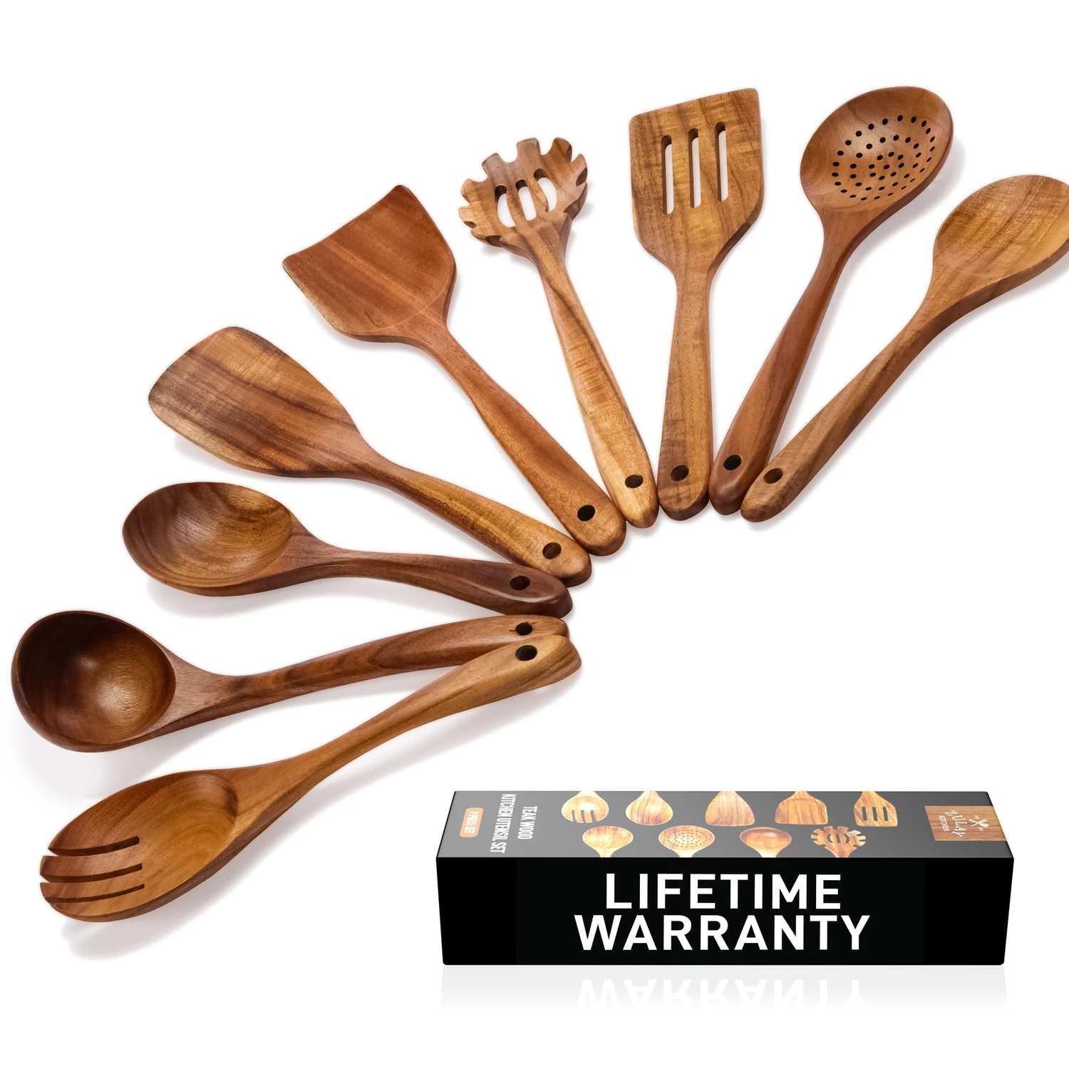 ZK Utensil Set Teak Wood - 9 Piece