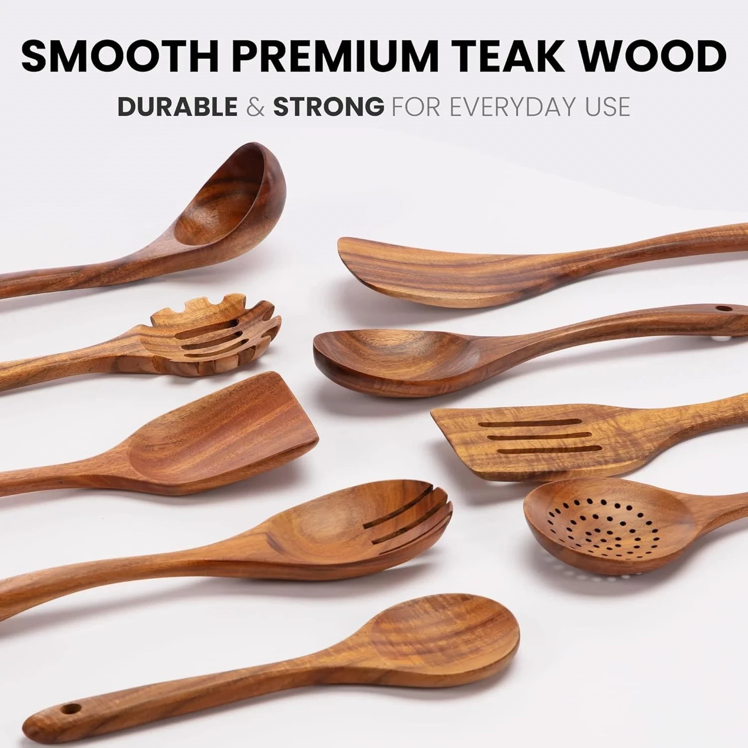 ZK Utensil Set Teak Wood - 9 Piece