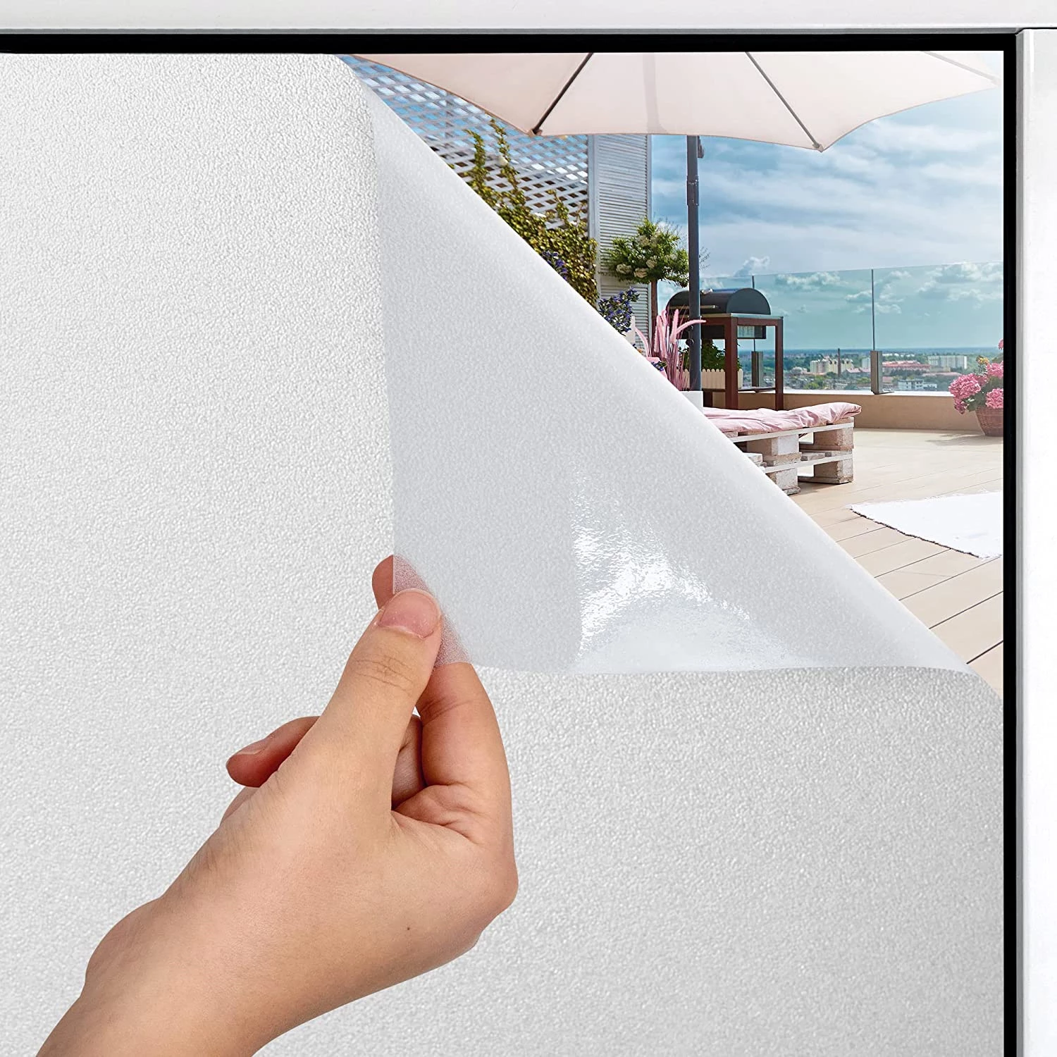 Zulay Home Privacy Window Film - Opaque Non-Adhesive Film for Privacy and UV Protection - Removable 