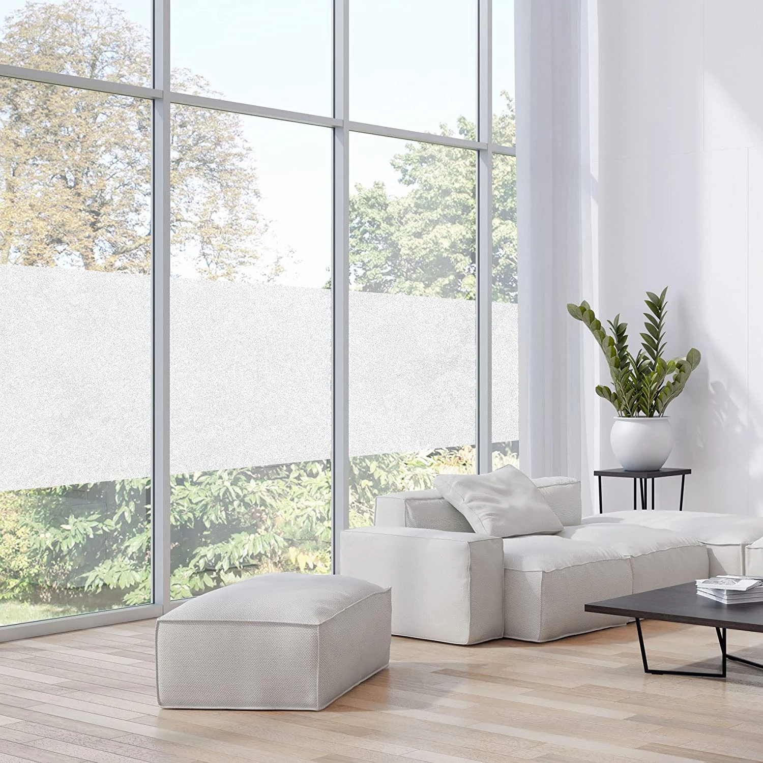 Zulay Home Privacy Window Film - Opaque Non-Adhesive Film for Privacy and UV Protection - Removable 