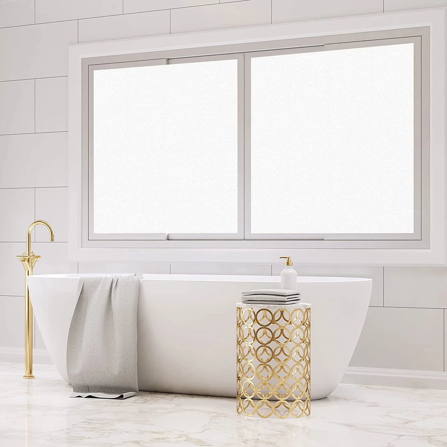 Zulay Home Privacy Window Film - Opaque Non-Adhesive Film for Privacy and UV Protection - Removable 