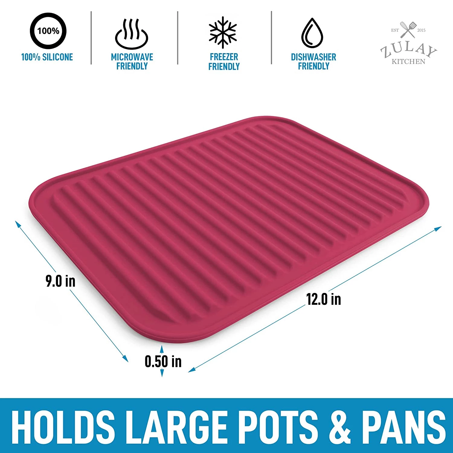 Zulay 2 Pack (9"x12") Silicone Trivets For Hot Pots and Pans