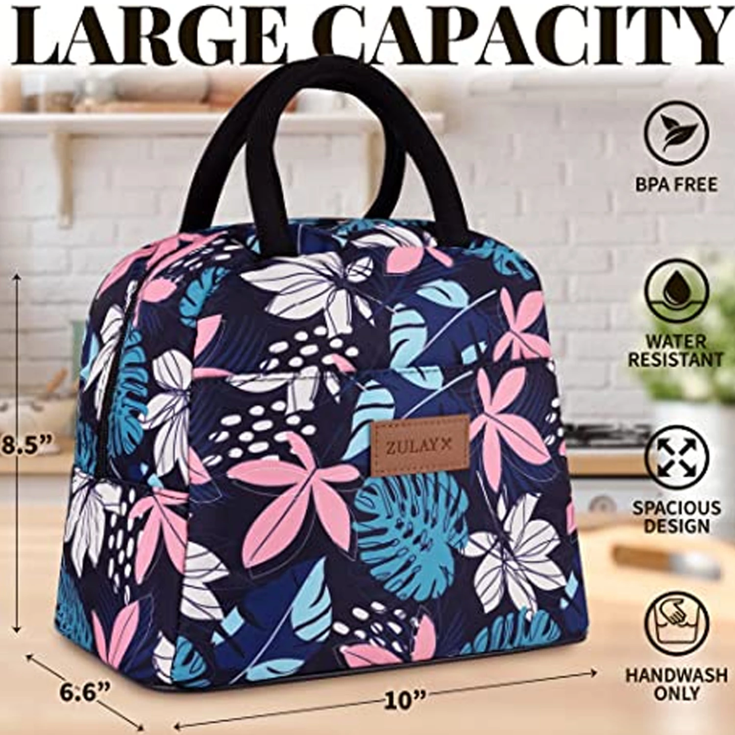 Zulay Insulated Lunch Box For Women - Tote Lunch Bag Women Insulated With Soft Padded Handles 