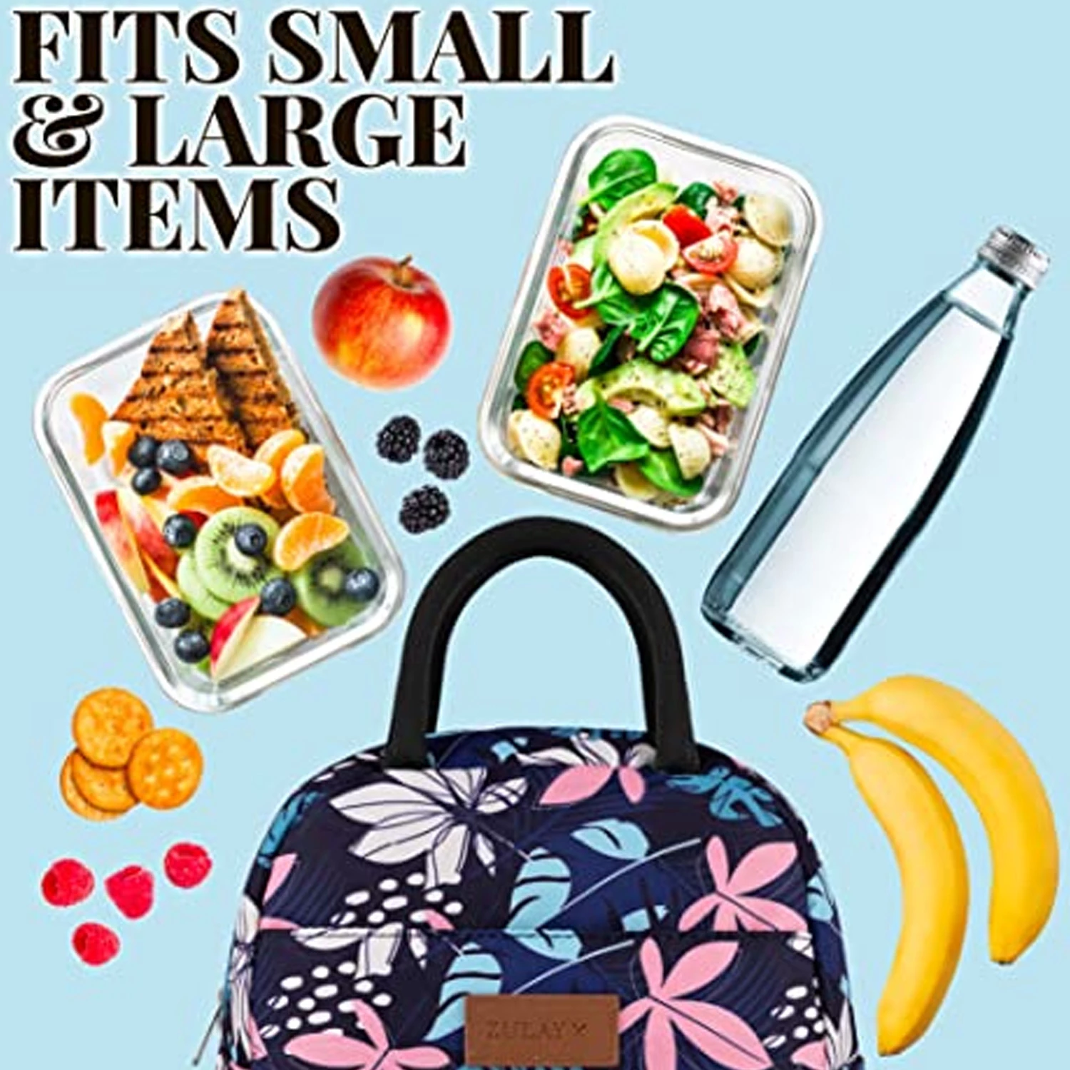 Zulay Insulated Lunch Box For Women - Tote Lunch Bag Women Insulated With Soft Padded Handles 