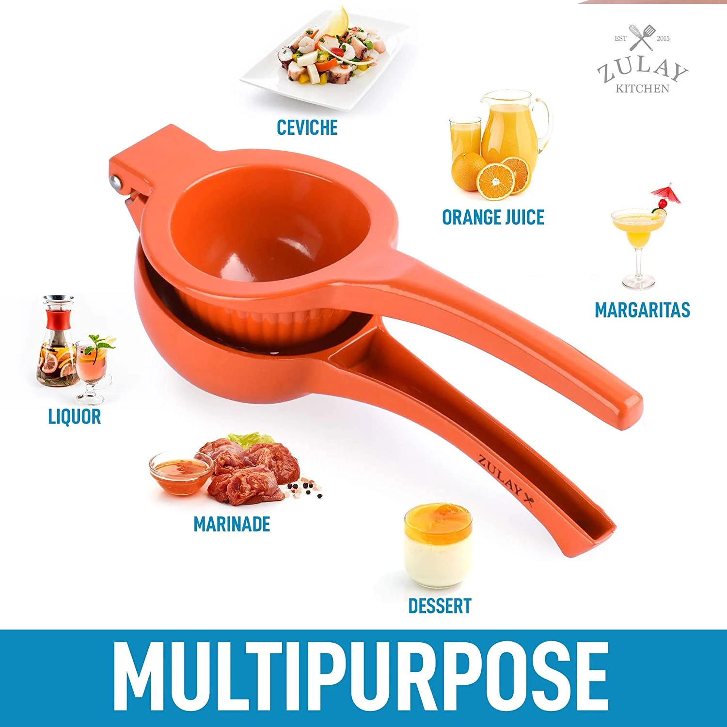 Zulay Premium Quality Metal Orange Squeezer Citrus Juicer Manual Press