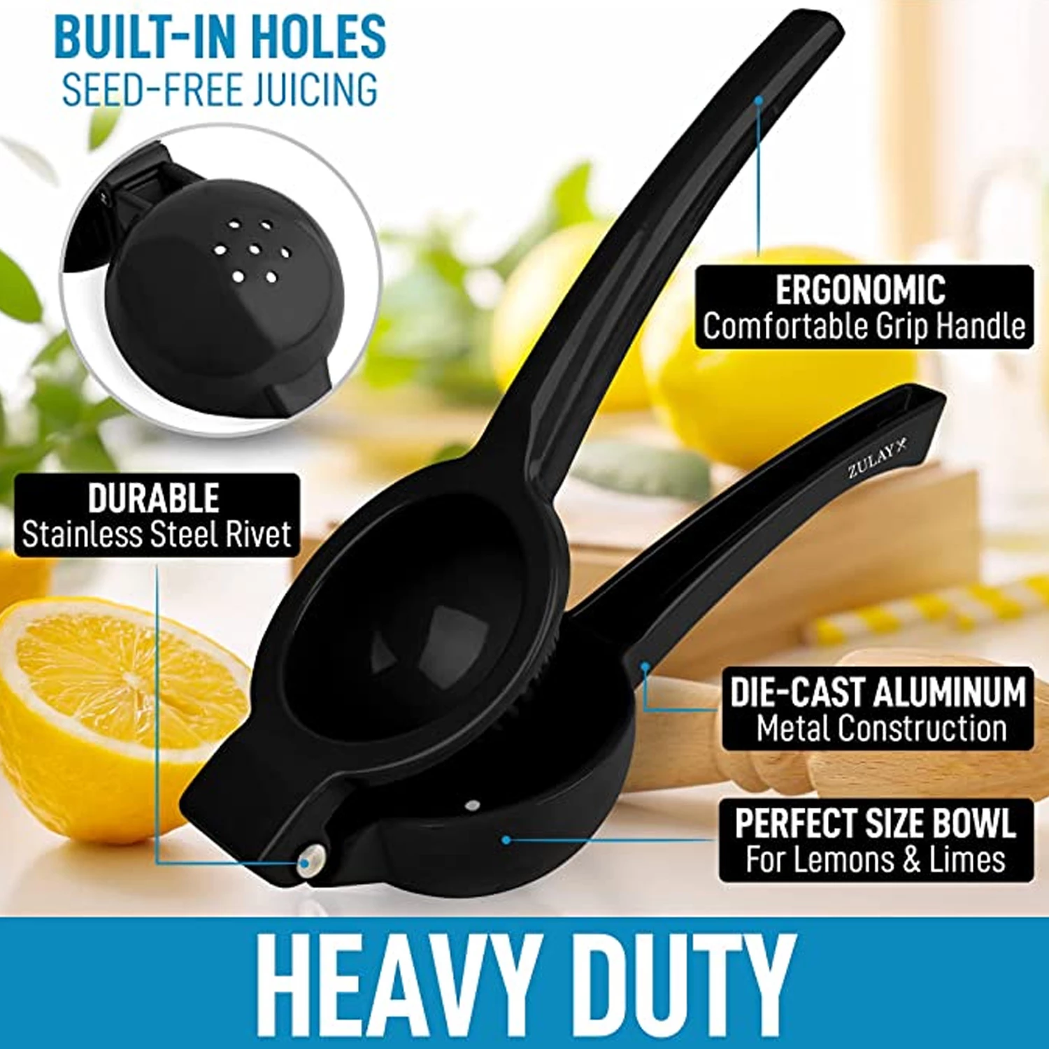 Zulay Premium Quality Metal Lemon Squeezer, Citrus Juicer