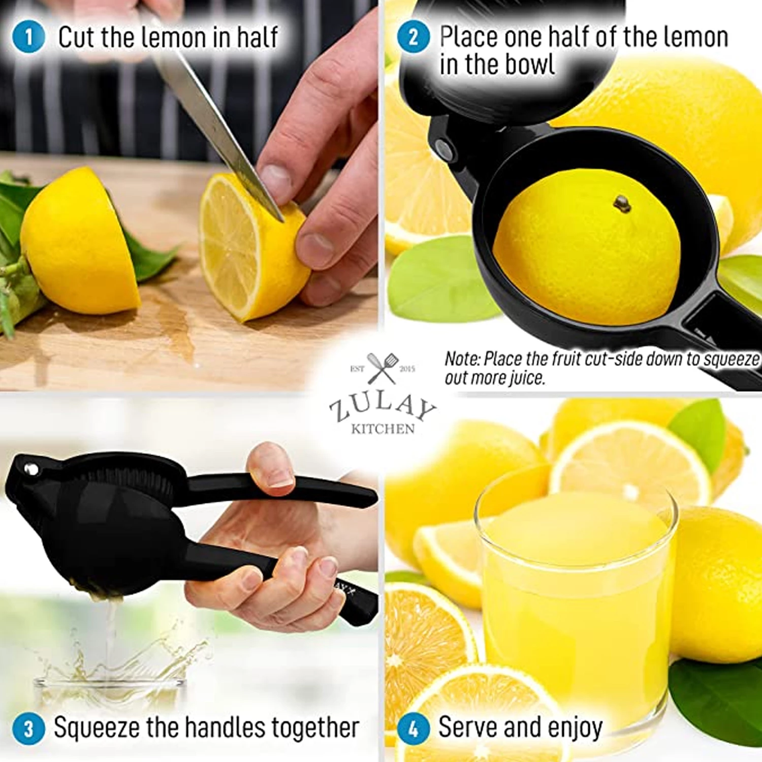 Zulay Premium Quality Metal Lemon Squeezer, Citrus Juicer