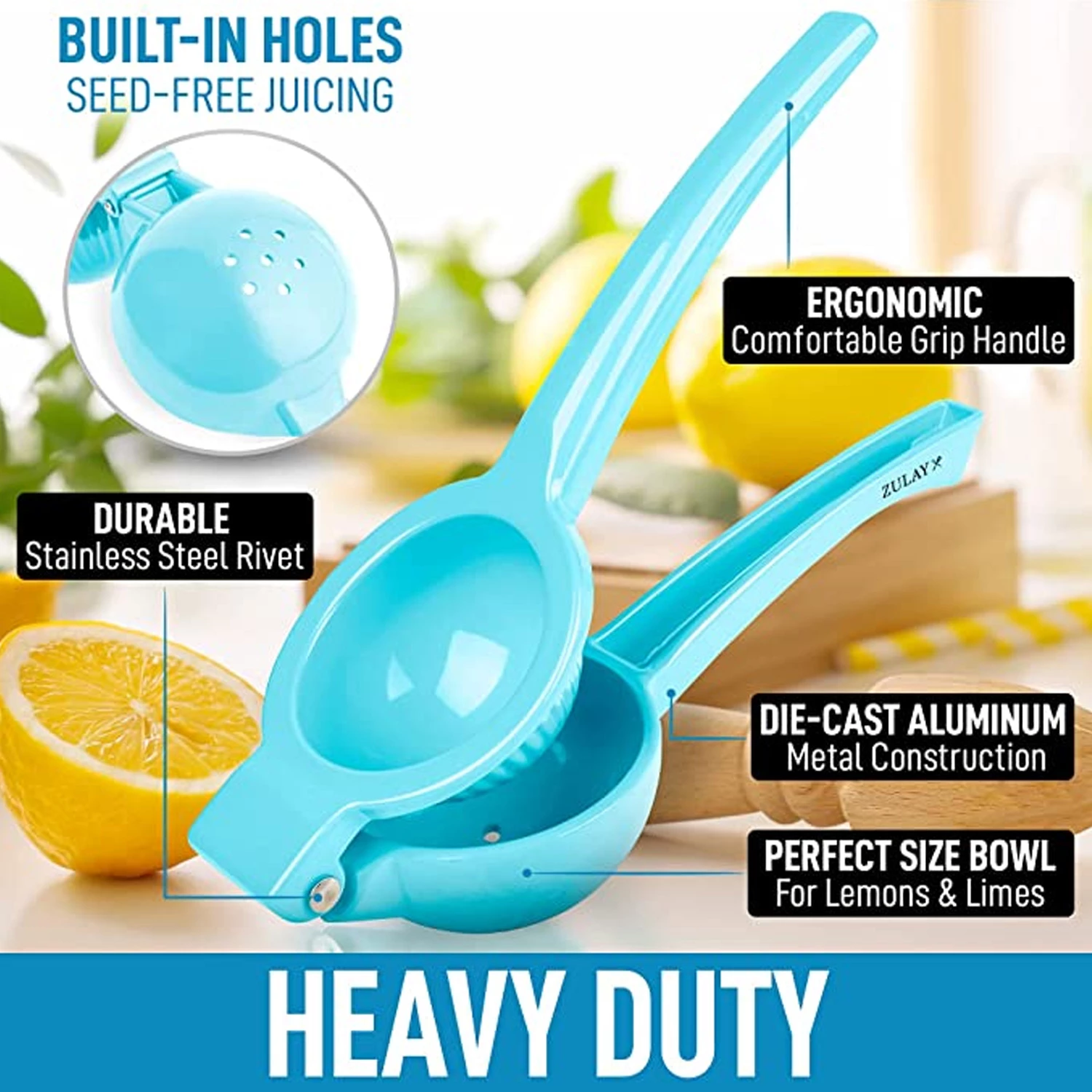 Zulay Premium Quality Metal Lemon Squeezer, Citrus Juicer