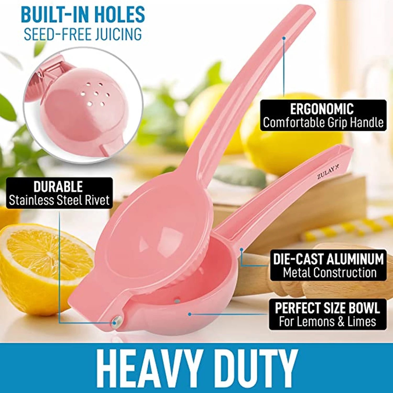 Zulay Premium Quality Metal Lemon Squeezer, Citrus Juicer