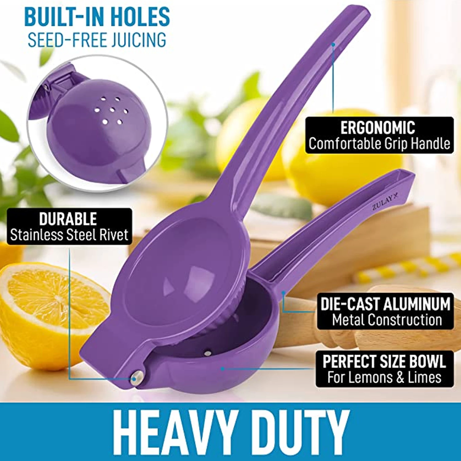 Zulay Premium Quality Metal Lemon Squeezer, Citrus Juicer