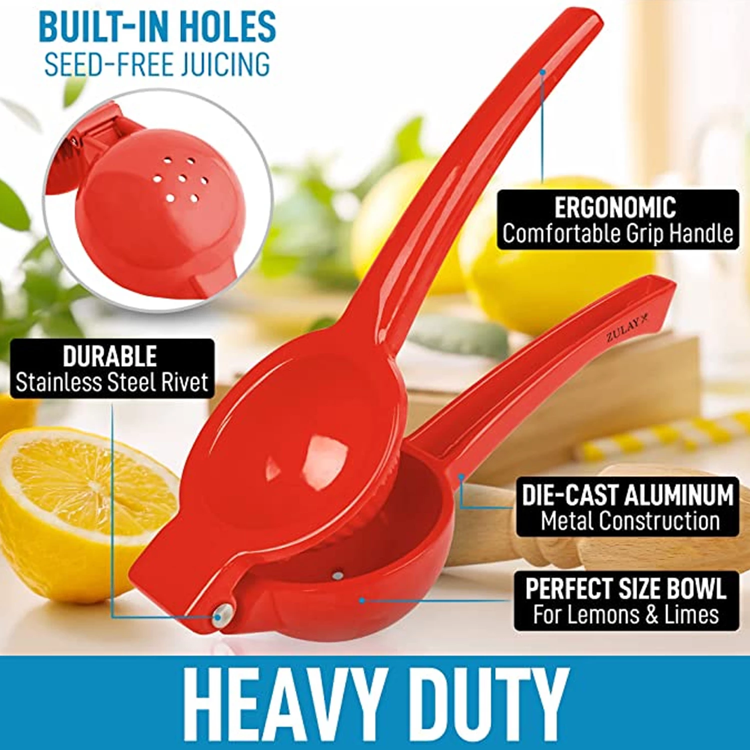 Zulay Premium Quality Metal Lemon Squeezer, Citrus Juicer