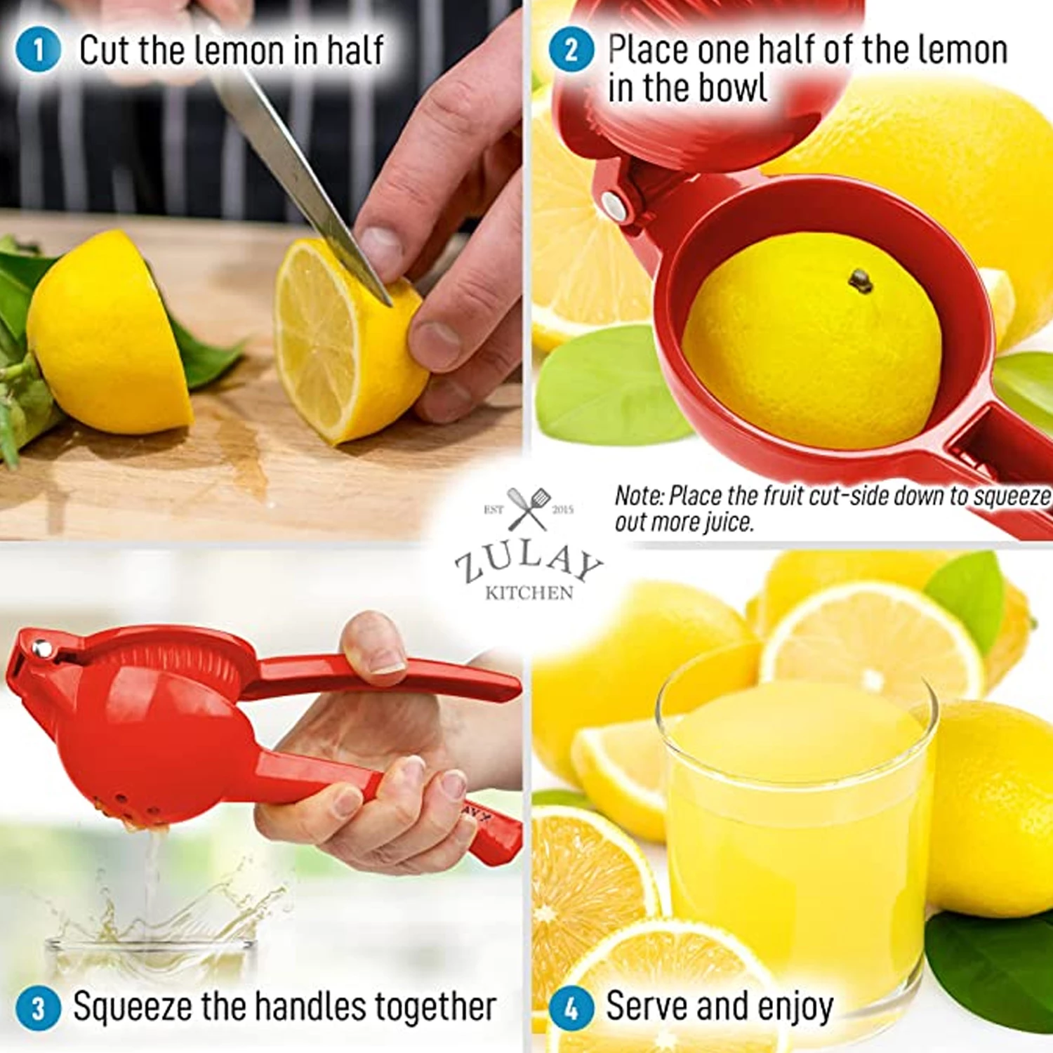 Zulay Premium Quality Metal Lemon Squeezer, Citrus Juicer