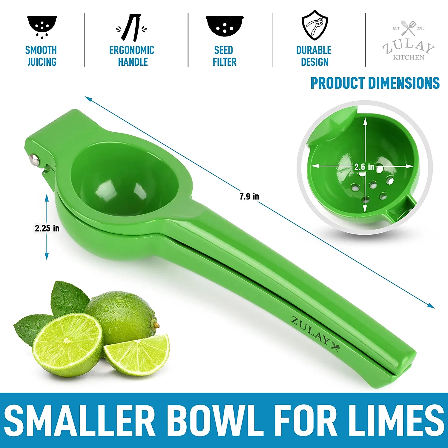 Zulay Premium Quality Metal Lime Squeezer, Citrus Juicer