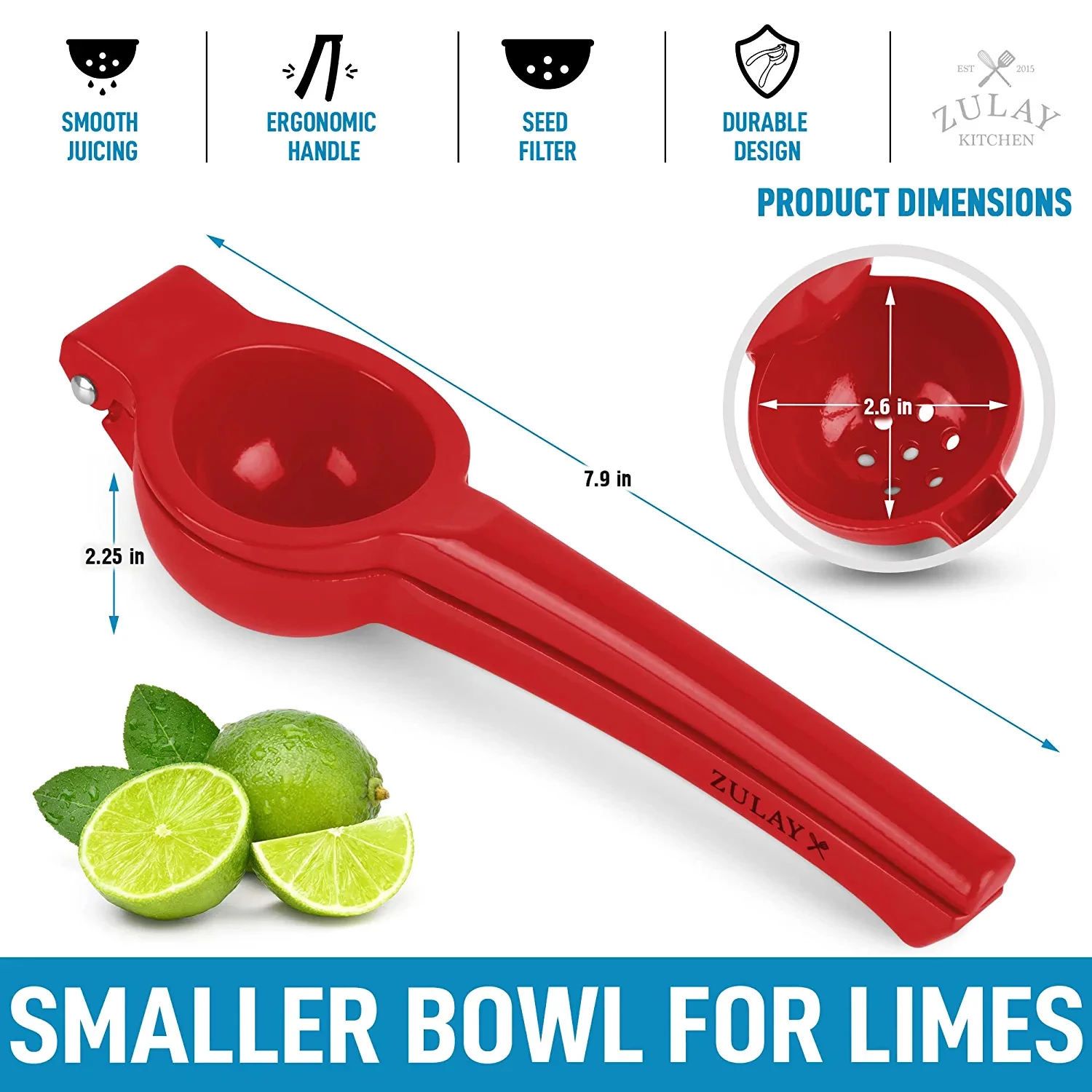 Zulay Premium Quality Metal Lime Squeezer, Citrus Juicer