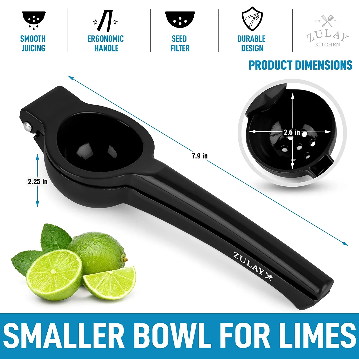 Zulay Premium Quality Metal Lime Squeezer, Citrus Juicer