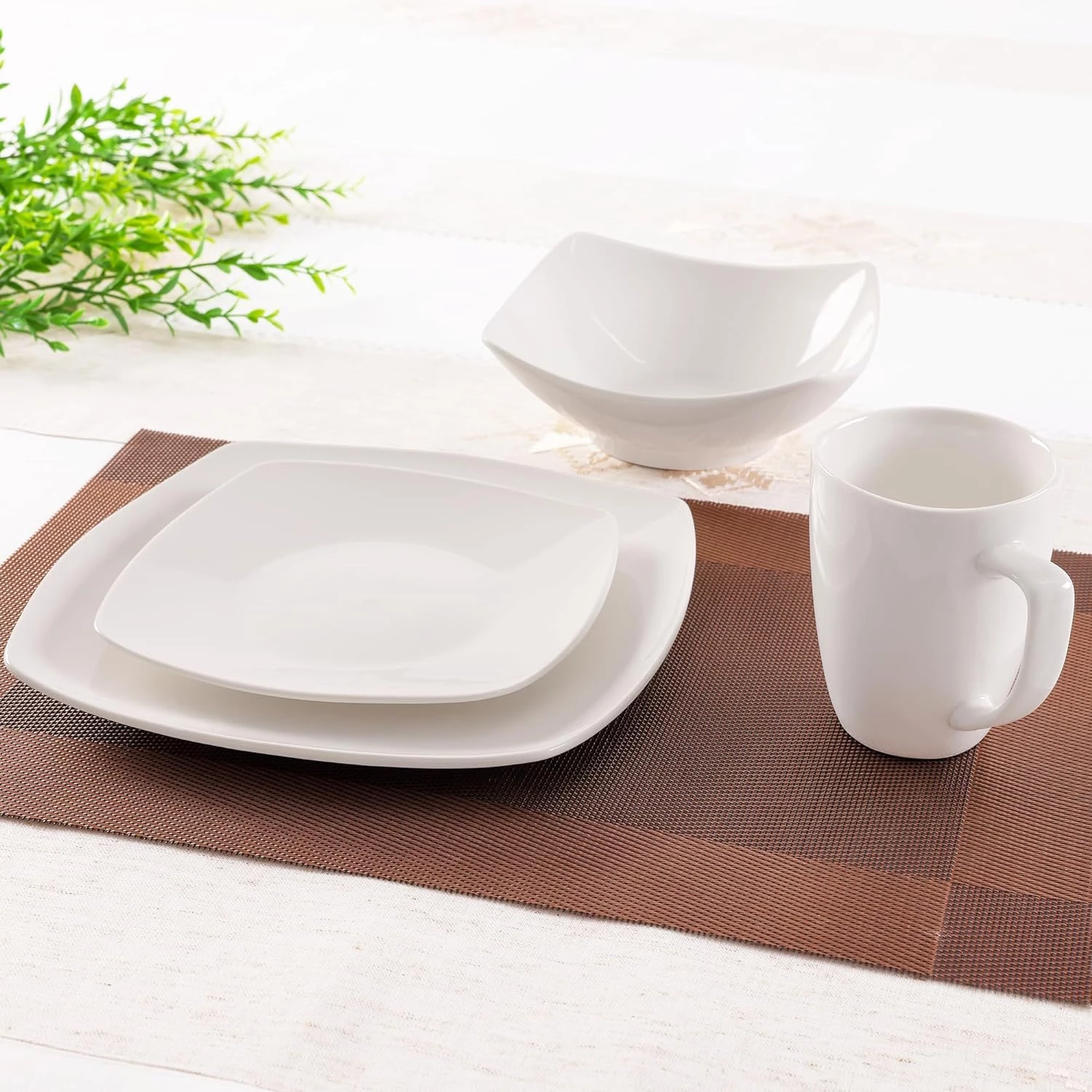 Zulay 16 Piece Dinnerware Sets - Porcelain White Plates and Bowls Sets - Premium Dish Set - Quality