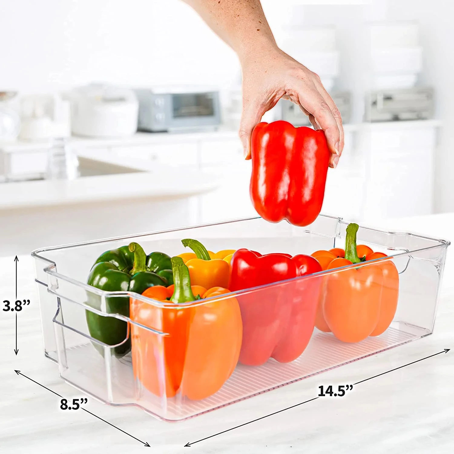 4 Pack Clear Refrigerator Organizer Bins