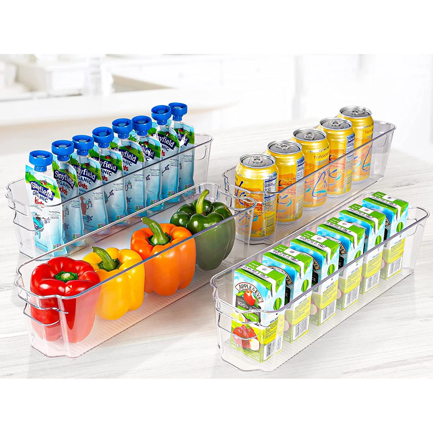 4 Pack Clear Refrigerator Organizer Bins