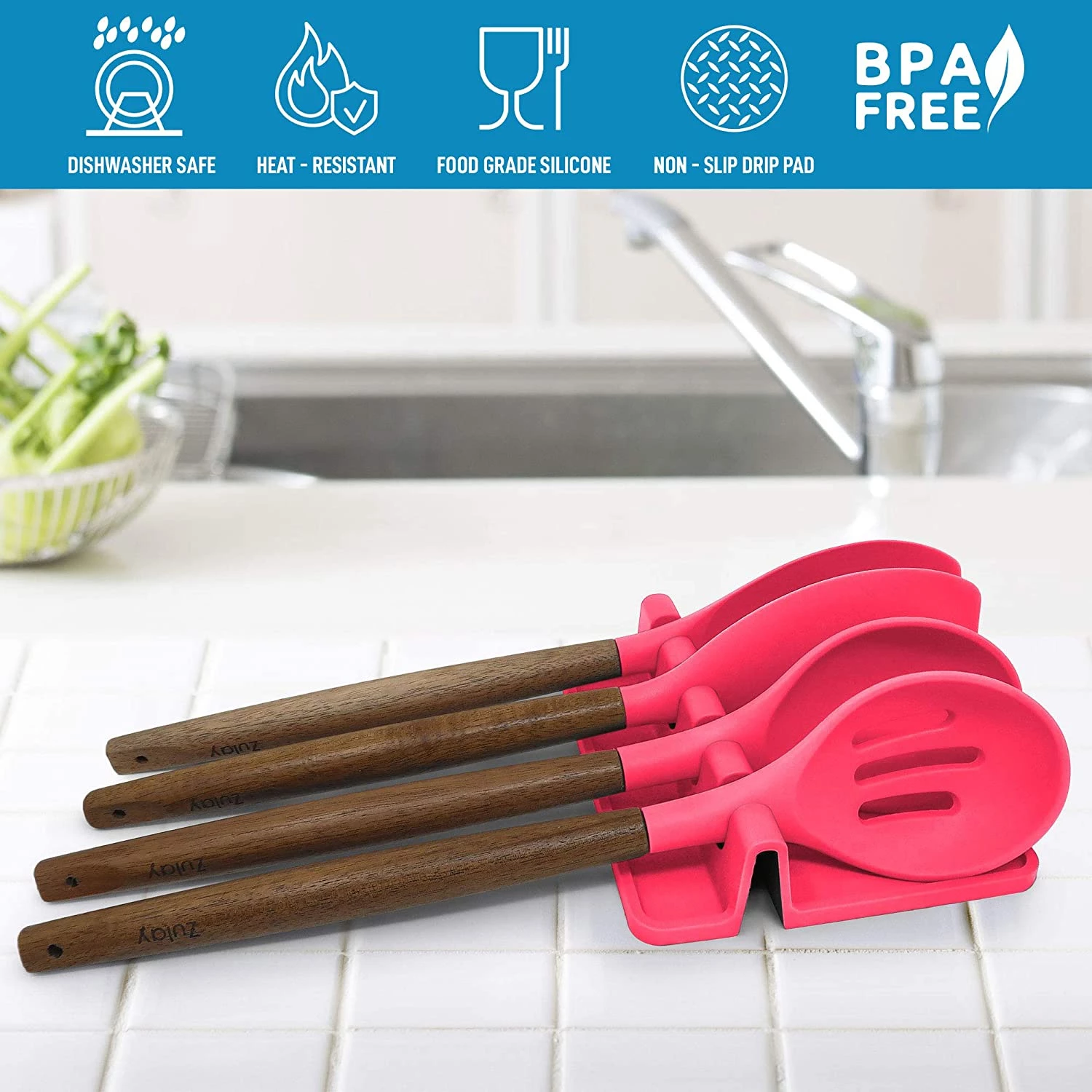 Silicone Utensil Rest with Drip Pad