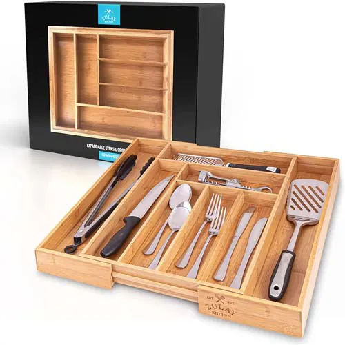 Expandable Bamboo Kitchen Drawer Organizer