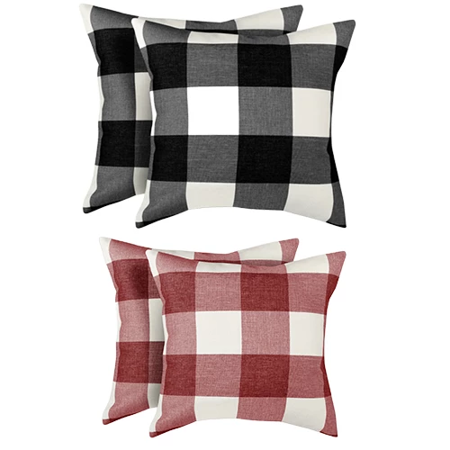 Zulay Home Pack of 2 Buffalo Plaid Throw Pillow Covers Farmhouse Porch Pillows Outdoor & Indoor