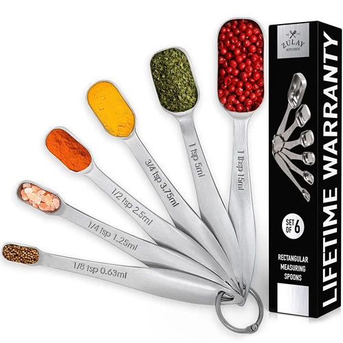 Zulay Heavy Duty Stainless Steel Measuring Spoons with Easy To Read, Slim Design for Narrow Spice